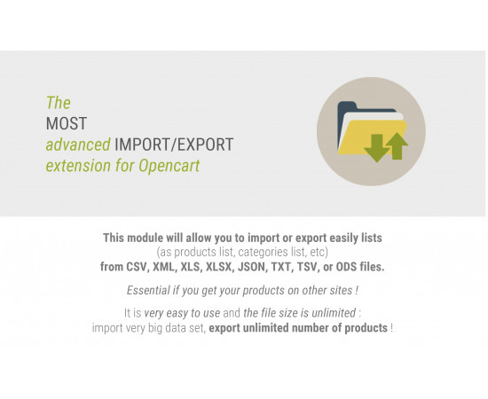 Opencart universāls vairumtirgotāju importa eksporta modulis (licence atslēga 1 domēnam)